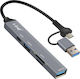 Linq Usb-c Usb Hub Usb-c + Usb 2.0 + 3.0 Sd Tf Card Reader Black