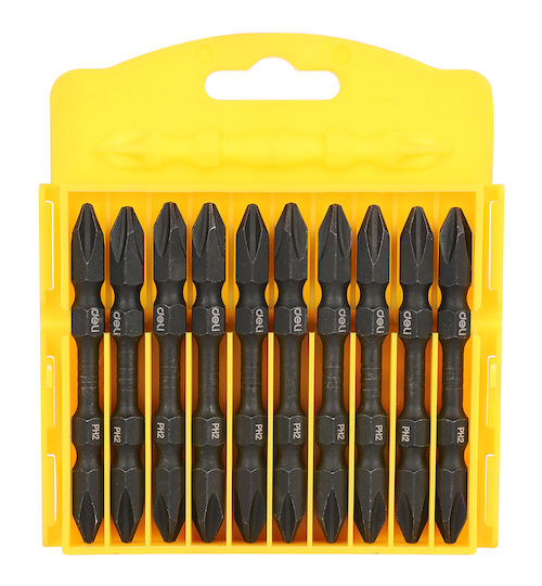 Deli Set Screwdriver Bits Dl252202 Drill Screwdriver Double Head Phillips Ph2x65mm 10 Pieces Dl252202