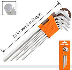 Hojita Hjkh1292 Allen Wrenches Cr-v Very Long 1.5mm-10.0mm Set 9 Pieces