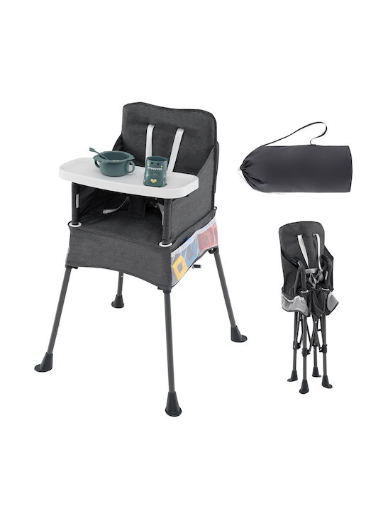 Costway Foldable Highchair with Metal Frame & Fabric Seat Gray