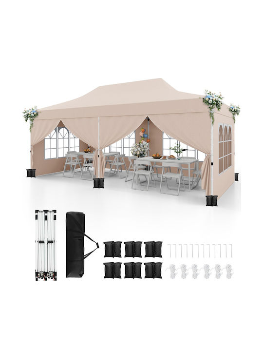 Costway Garden Freestanding Gazebo Beige 3x6cm