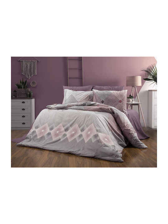 Dimcol Duvet Cover Single 160x240 Kallirroi 606 Grey-burgundy
