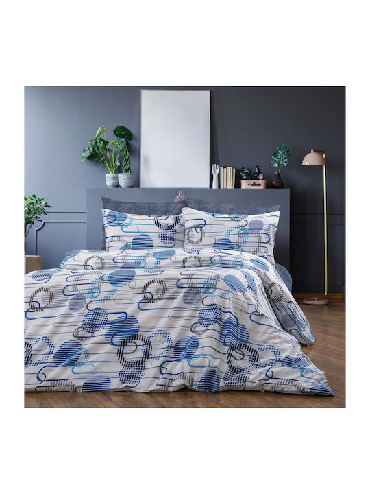 Dimcol Παπλωματοθήκη Μονή 160x240 Διώνη 602 White-blue