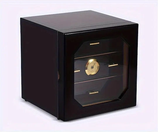 Panora Cigar Humidifier Wood Box for 100 Cigars with Hygrometer 24x24x24cm