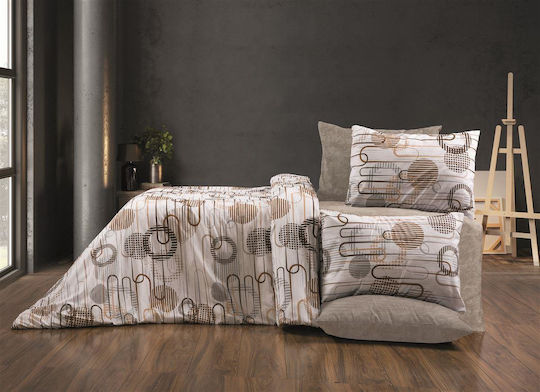 Dimcol Sheet Sets Queen 220x240cm. White-mocha 4pcs