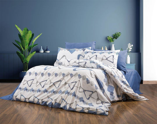 Dimcol Σετ Σεντόνια Υπέρδιπλα 240x270εκ. 489 White-blue (4τμχ)