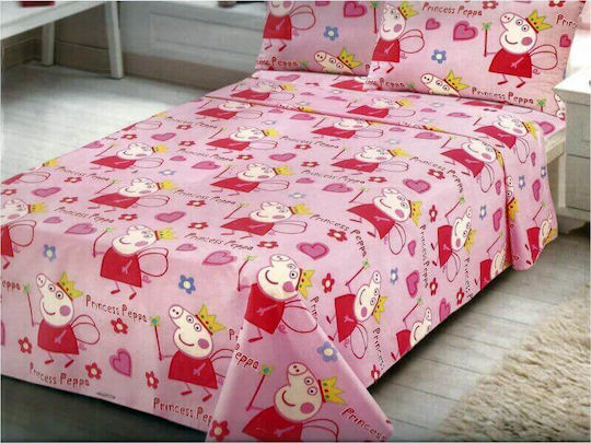 Princess Peppa Pink Single Sheets Set 160x260cm