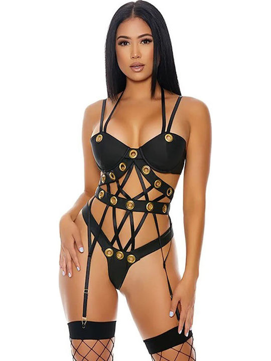 Forplay Can't Be Caged Sexy Κορμάκι με Ζαρτιέρες Μαύρο Forplay Can't Be Caged Sexy Κορμάκι με Ζαρτιέρες Μαύρο