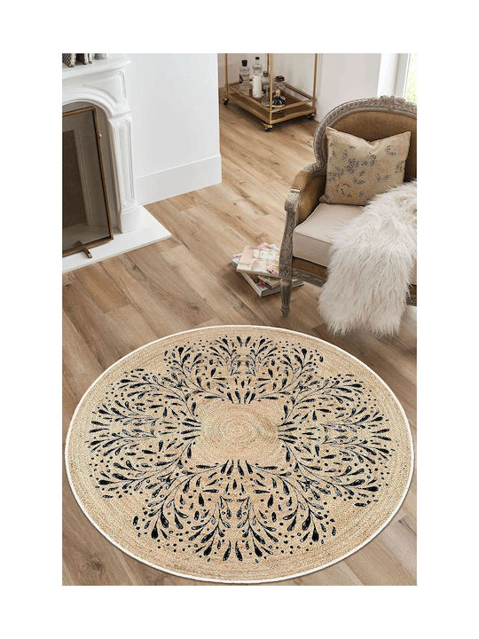 Conceptum Hypnose Woopamuk Rug Round Cream-black