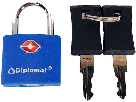 Diplomat Padlock Brass with Key with TSA Certification Blue 1pcs