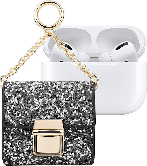 Ideal Sweden Mini Bag Airpods Any Generation Model Cosmo Sparkling Chain Black Silver