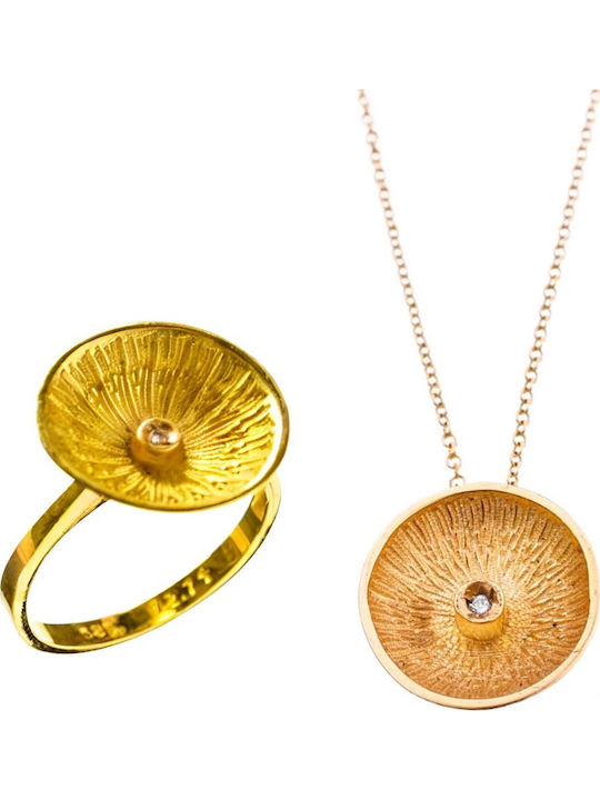 Gatsa Set cu Colier & Inel din Aur 14K cu Pietre