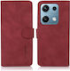 Khazneh Litchi Skin Texture Back Cover Leather Magnetic Red (Redmi Note 14S)