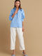 Langärmelig Damen Hemd Blue