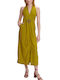 Summer Midi Sleeveless Wrap Green Dress