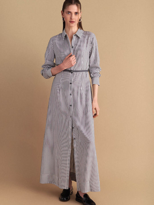 Maxi Hemdkleid Langärmeliges Graues
