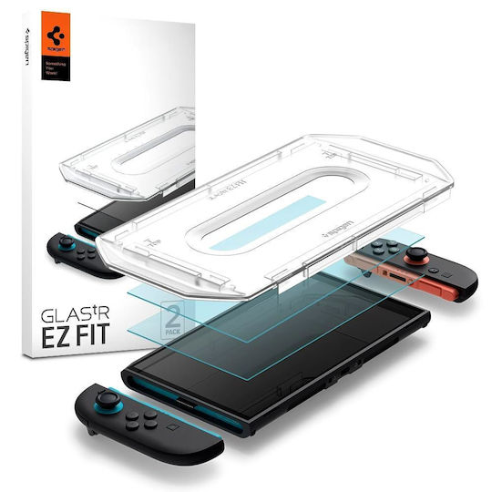 Gehärtetes Glas Spigen Glas.tr ”ez Fit” 2er-Pack Nintendo Switch 2 Transparent