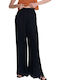 Women's Fabric Trousers in Loose Fit Black