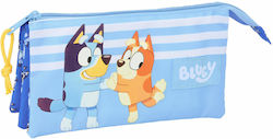 Bluey Federmäppchen mit 3 Fächern Blau