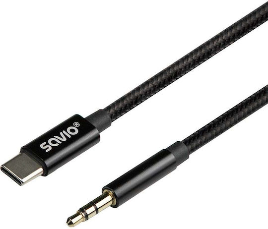 Savio USB 2.0 Cable USB-C male - 3.5mm Black 1m