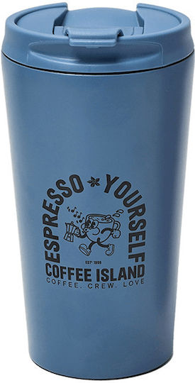 Coffee Island Pahar Termos Din Oțel Inoxidabil 370ml Albastru Coffee Island