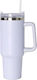 Uncle George Handled Tumbler Θερμός Ανοξείδωτο / Αλουμίνιο BPA Free 1.2lt Καλαμάκι Λαβή Άσπρο με Καλαμάκι και Λαβή