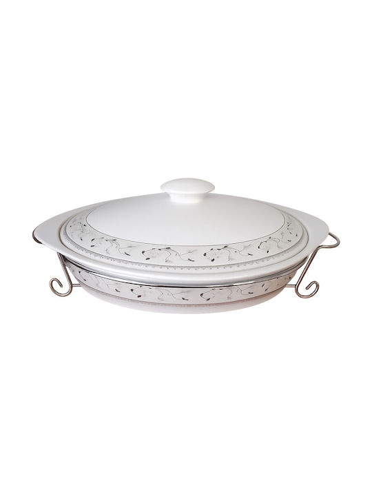 Galifas Ceramic Oval Heat-Resistant Cookware with Lid and Stand 3000ml