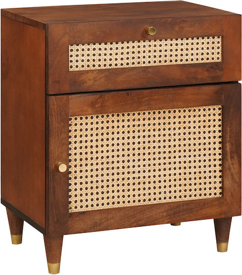 Bedside Table Made of Solid Wood and Mango Glass 50x33x60cm