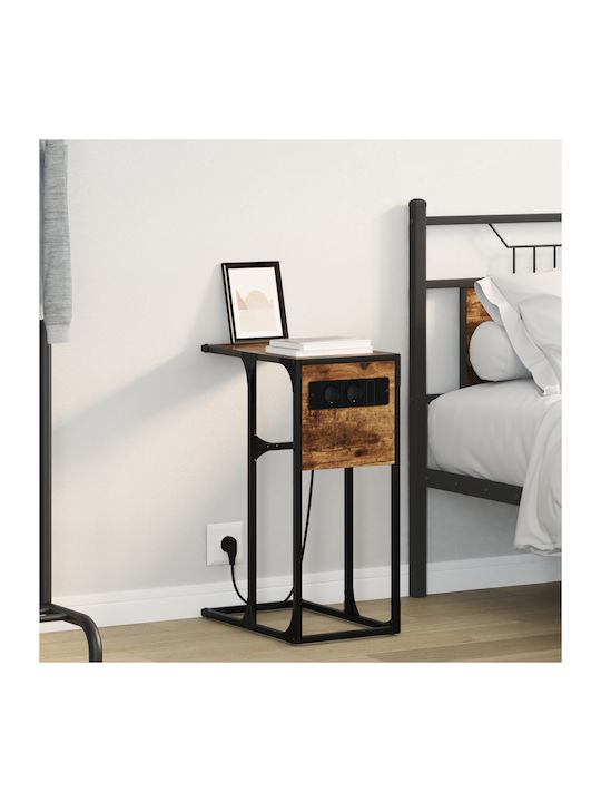 Wooden Bedside Table Smoked Oak 41.5x26x60.5cm