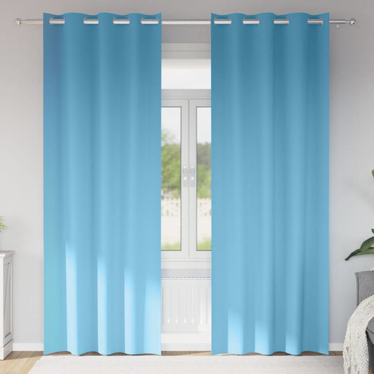 vidaXL vidaXL Blue Grommet Window Curtains Set 140x260cm