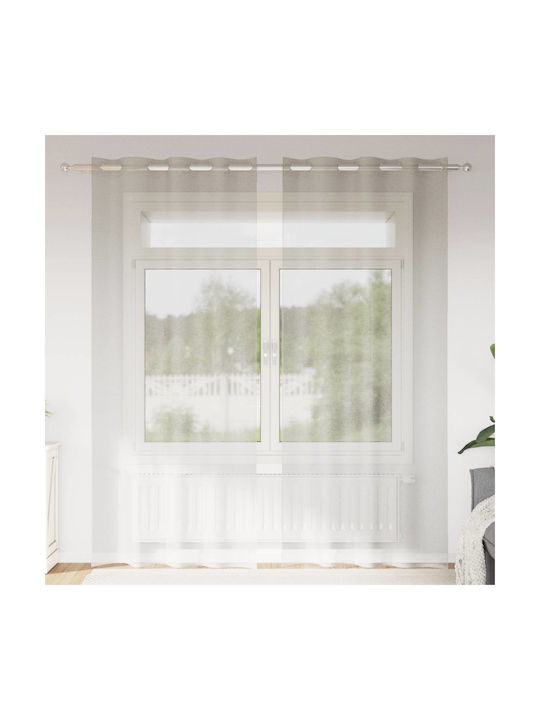vidaXL Σετ Κουρτίνες με Τρουκς Μπεζ 140x245εκ.