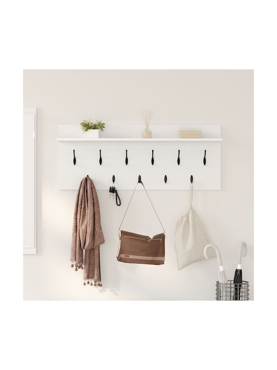 vidaXL Wooden White Wall Hanger 100x12x40cm