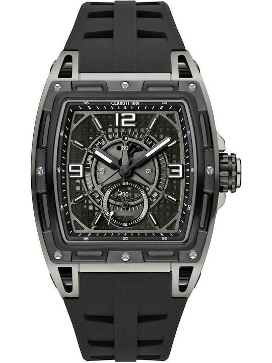 Cerruti Men's Watch Battery with Black Rubber Strap