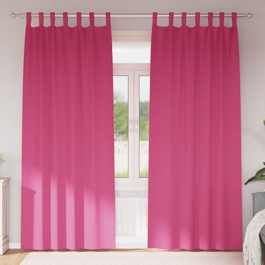 vidaXL Set Perdele Cu Bretele Roz 140x260 cm