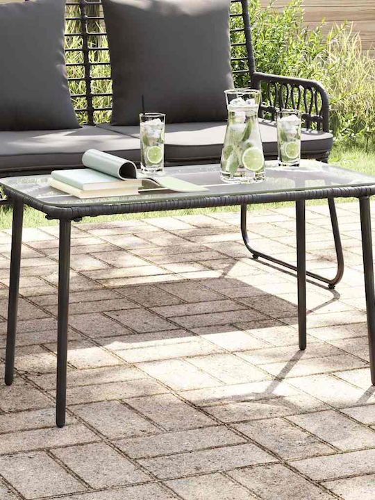 Sitting Room Outdoor Free Standing Rattan Table Black 80x40x45cm