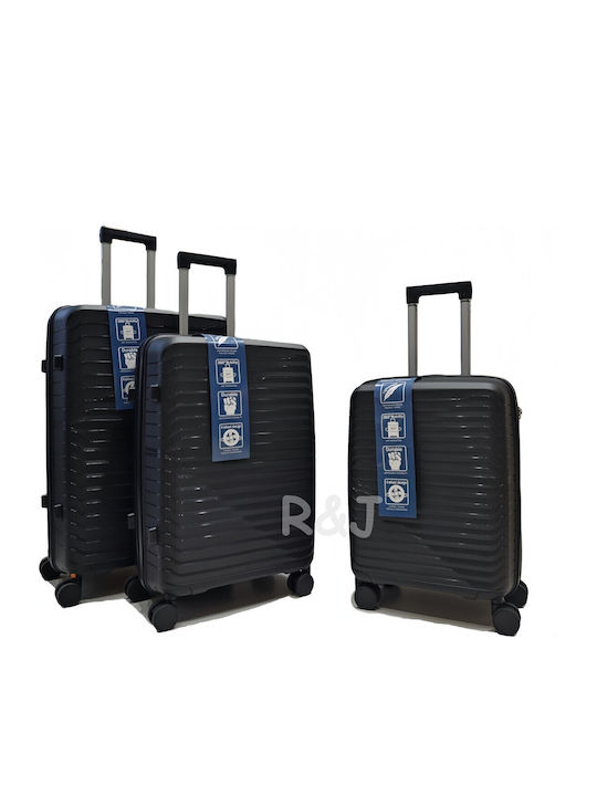 Felbags Βαλίτσες Ταξιδιού Σκληρές Μαυρο με 4 Ρόδες Σετ 3τμχ