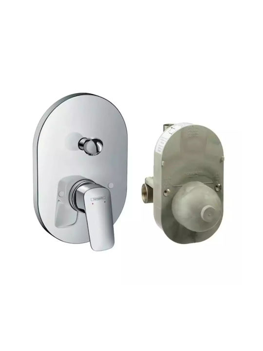 Hansgrohe Built-in Mixer, Spout, Hand Shower & Shower Head Set for Bathtub Silver