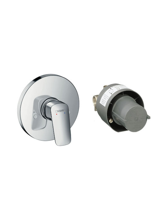 Hansgrohe Σετ Μίκτης & Κεφαλή Ντουζ Εντοιχισμού για Νιπτήρα Ασημί