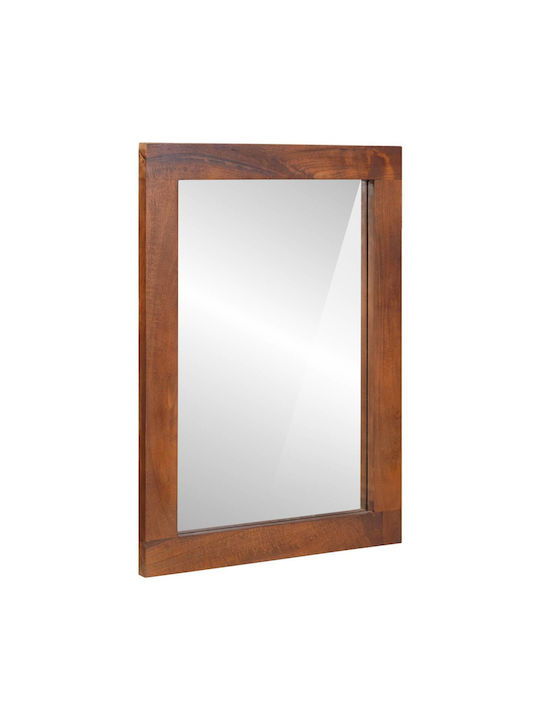 vidaXL Wandspiegel mit Braun Hölzernes Rahmen 70x50cm 1Stück