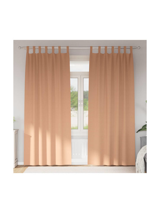vidaXL Σετ Κουρτίνες με Τιράντες Καφέ 140x245εκ.