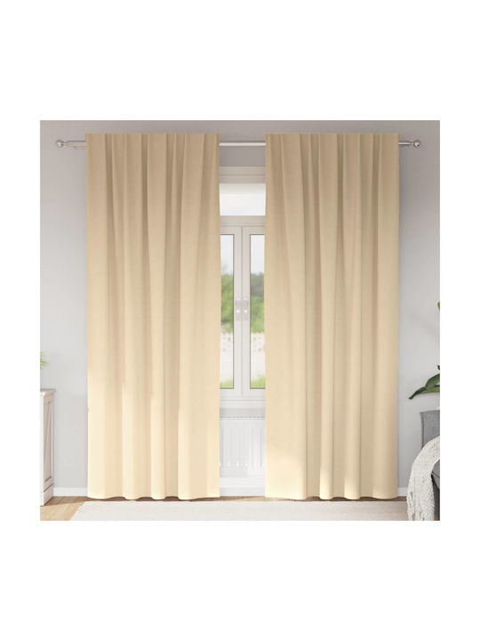 vidaXL Σετ Κουρτίνες με Τρέσα Μπεζ 140x225εκ.
