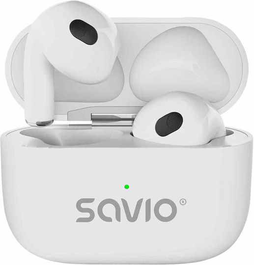 Savio TWS-01 PRO In-ear Bluetooth Handsfree Earphones with Charging Case White