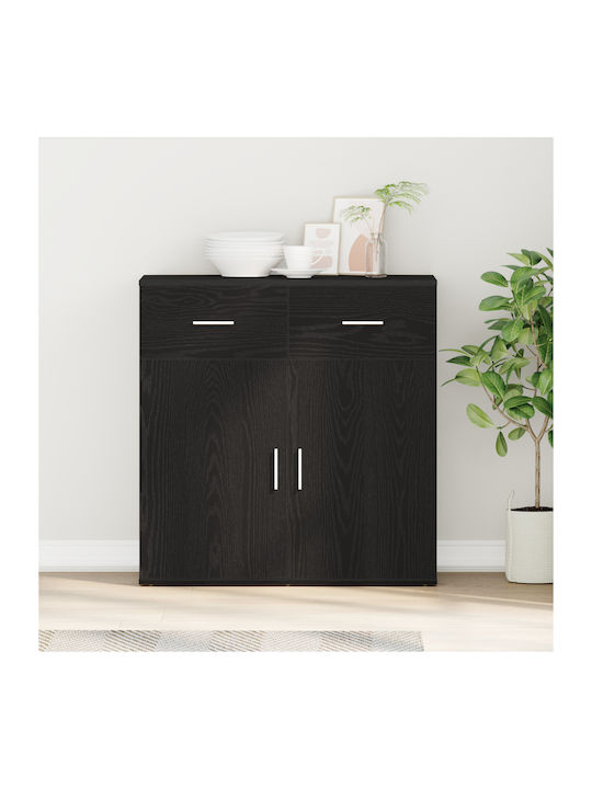 Sideboard Wooden with Drawers Black Oak 79x38x80cm