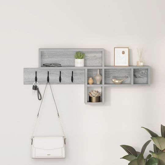 vidaXL Κρεμάστρα Τοίχου Ξύλινη Γκρι 100x12cm