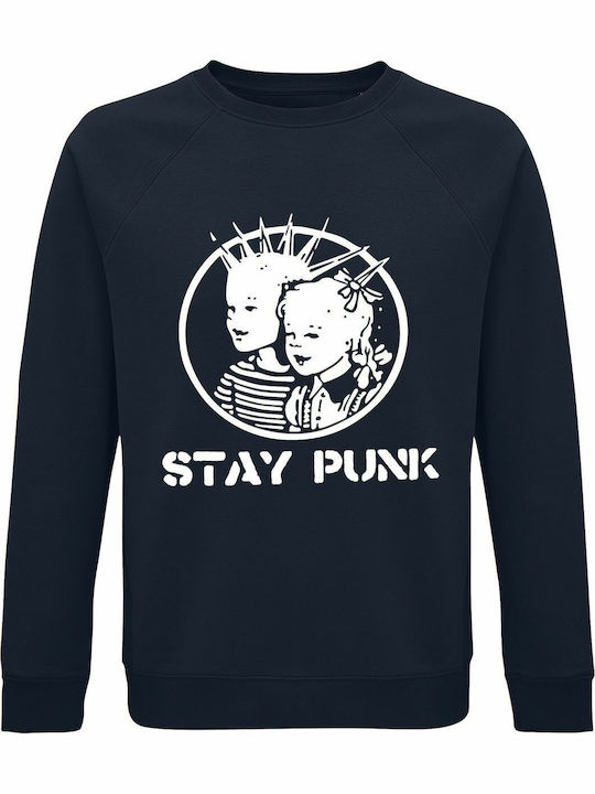 Sweatshirt Unisex Organic "stay Punk" French Navy