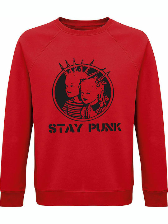 Sweatshirt Unisex Organic "stay Punk" Red