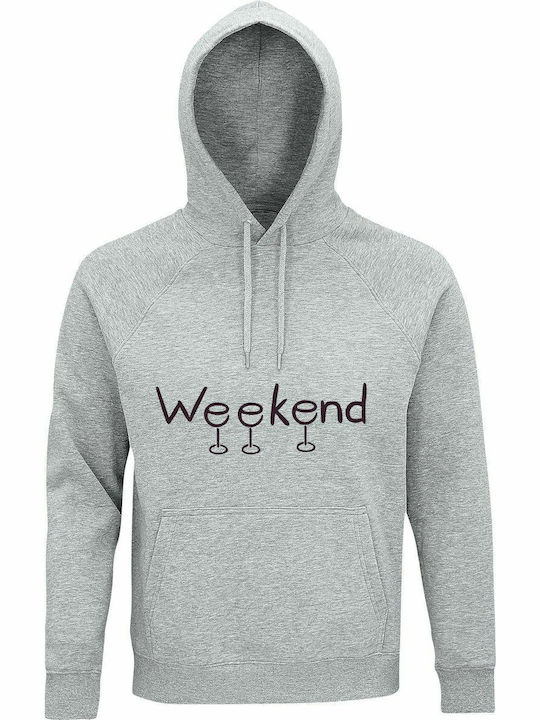 Hoodie Unisex Organic "wine Weekend Lover" Grey...