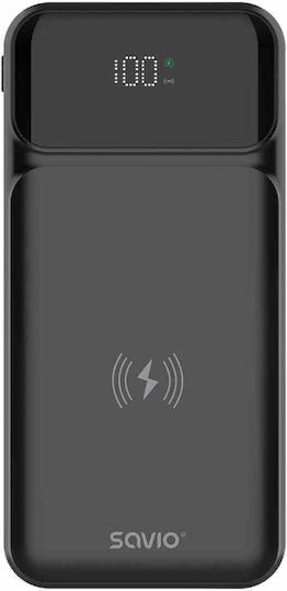 Savio BA-09 Power Bank 10000mAh με Θύρα USB-A και 2 Θύρες USB-C Μαύρο