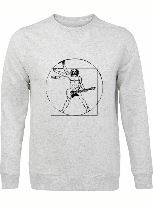 Sweatshirt Unisex "leonardo Da Vinci Rock Man" Ash