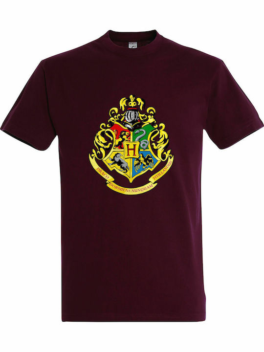 T-shirt Unisex "hogwarts School Crest Harry Potter" Burgundy